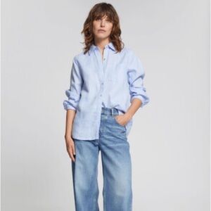 & Other Stories Oversized linen Patch Pocket Shirt Light blue